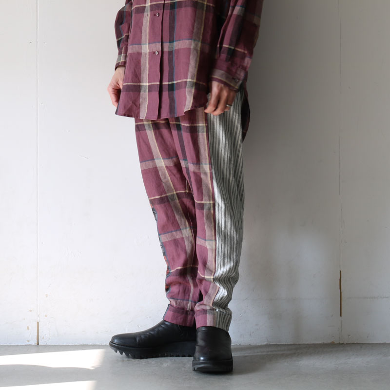 STOF(ストフ) / チェックパンツ（LINEN CHECK MIX PANTS[SF22SS-08