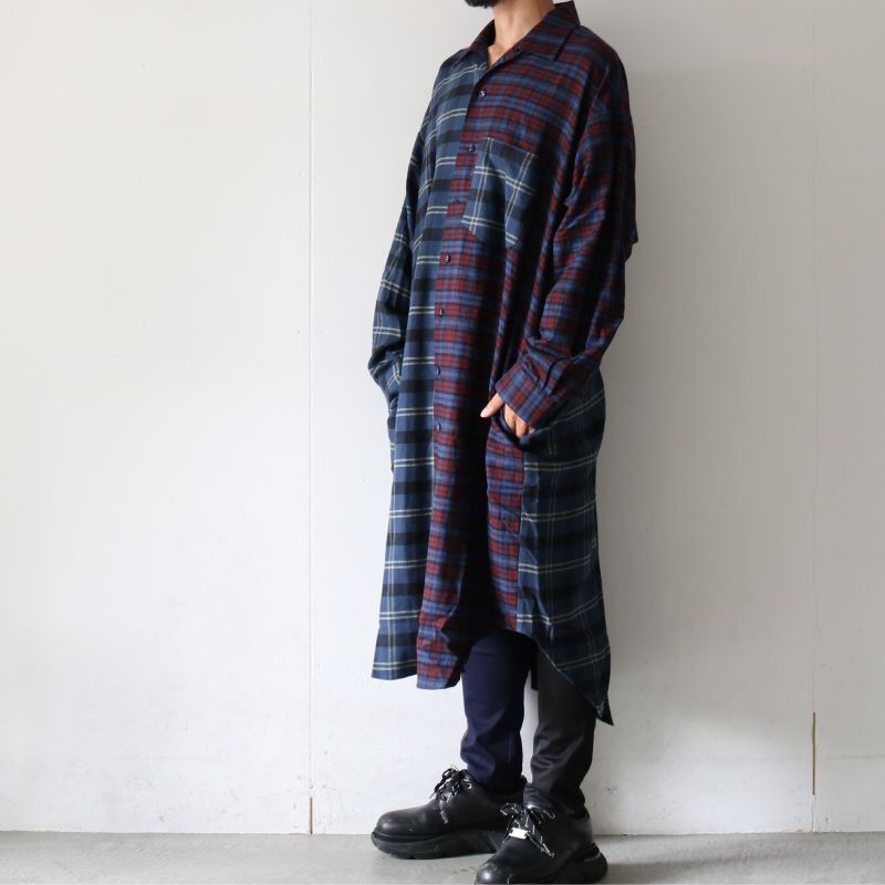 STOF(ストフ) / チェックロングシャツ（Mix check long shirt[SF22AW